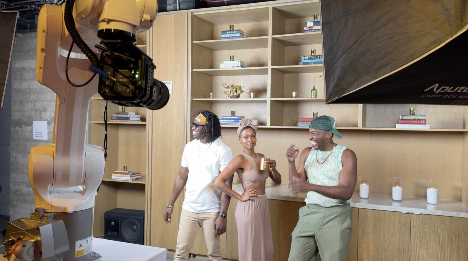 RoboCam robotic camera on a KUKA robot filming guests at a Los Angeles event